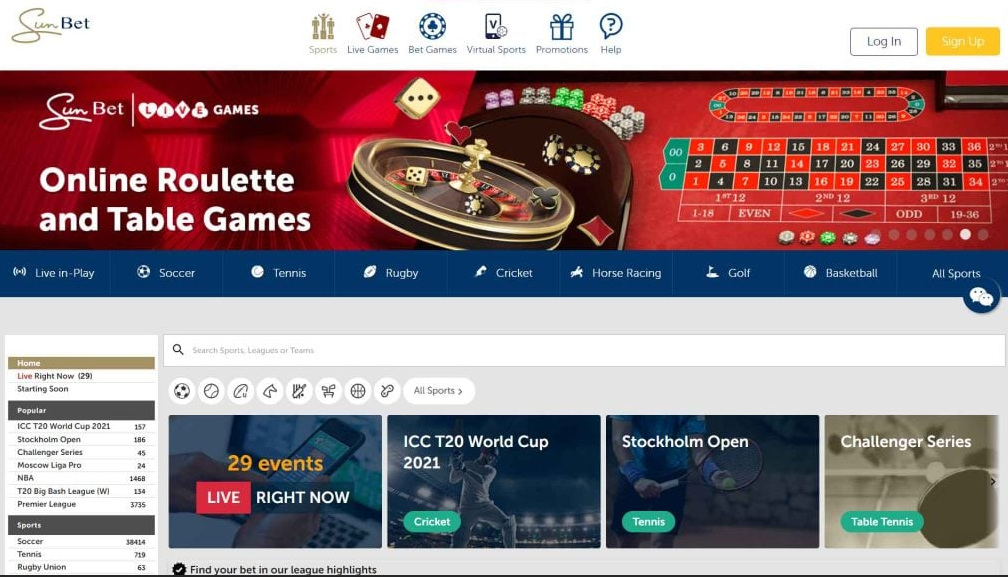 Sunbet Casino interface